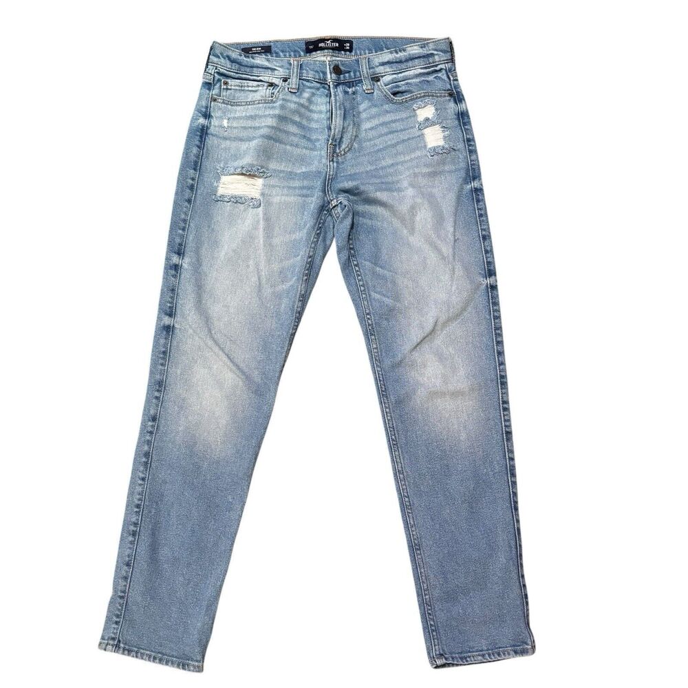 Hollister Dad Jeans Epic Flex Distressed Faded Blue Denim Men's 29x30